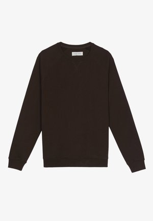 Braune Sweatshirts im entspannten Schnitt mit einem gerippten Rundhalsausschnitt, Raglanärmeln und Saumdetails. Hergestellt aus weichem Baumwollstoff.