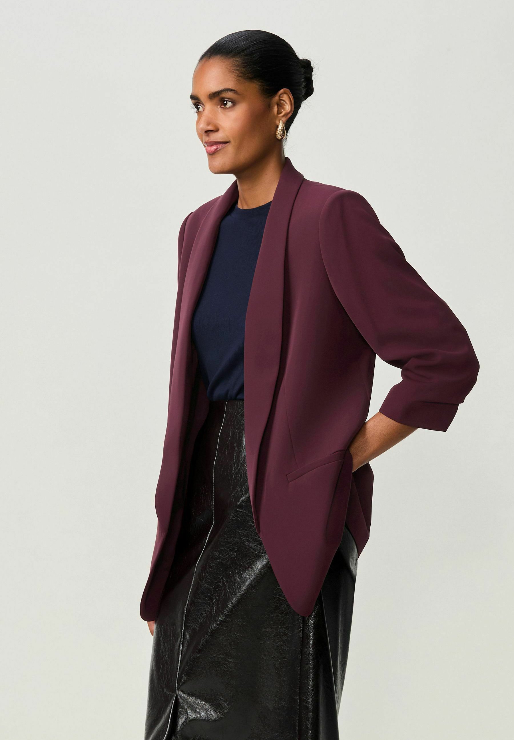 【PORTERNA】Kerryn Color Matching Blazer Next RUCHED - Blazer - burgundy/purple - Zalando