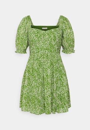 RUFFLE PUFF RUCHED MINI DRESS - Freizeitkleid - green splotchy