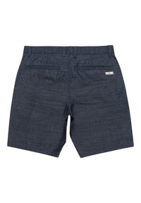 Marinblå shorts i strukturerad tyg, med avslappnad passform, två bakfickor och en liten logotag på midjebandet.