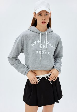 CROP  - Jersey con capucha - grey