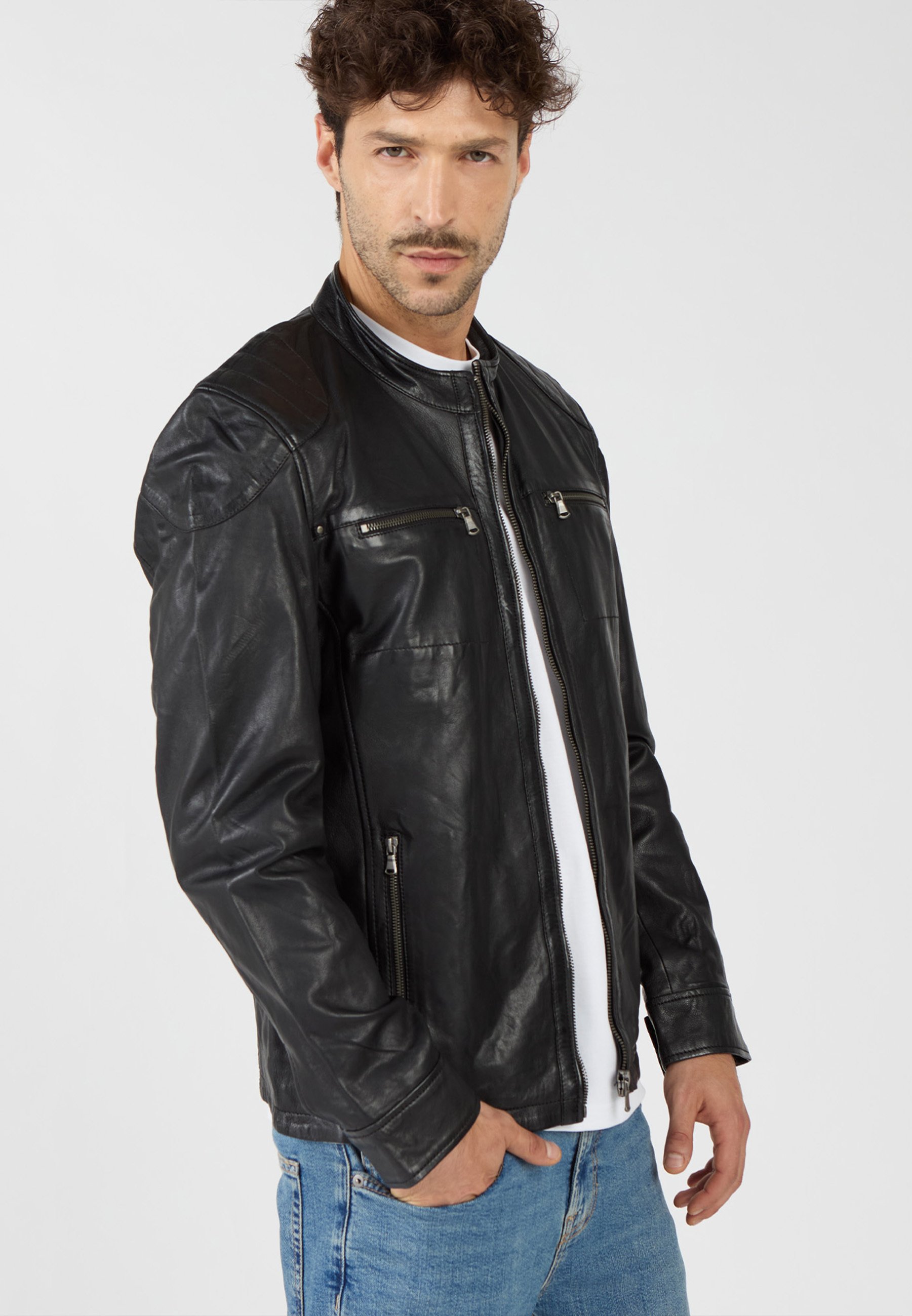 JCC Leather jacket - black - Zalando