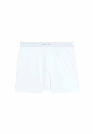 Boxer da uomo bianchi con cintura grigia e logo "Massimo Dutti" centrato sulla parte anteriore della cintura.