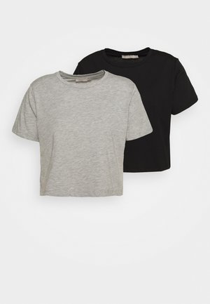 PCRINA CROP PETIT 2 PACK - T-shirt basic - black/mottled light grey