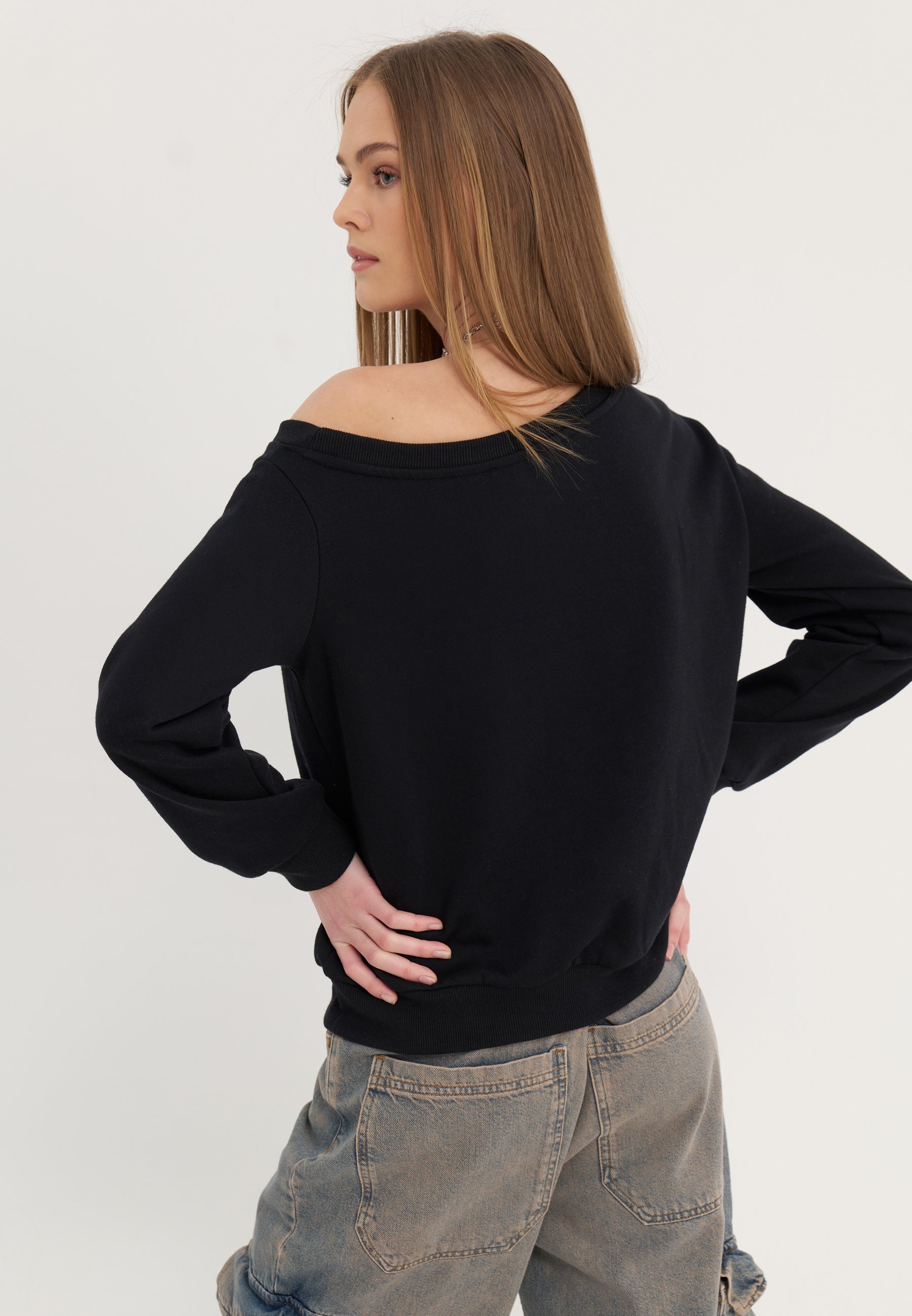 トップス dich henderson OFF SHOULDER SWEAT BLACK dich henderson