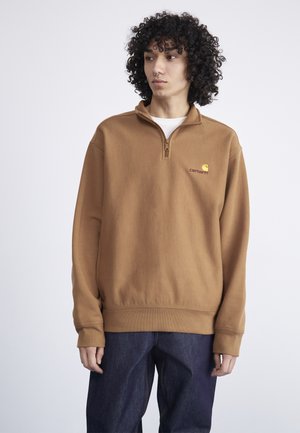 Carhartt WIP HALF ZIP AMERICAN SCRIPT - Sudadera - hamilton brown