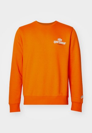 Oranžna sweatshirt iz mešanice bombaža, z okroglo izrezom, dolgimi rokavi, rebrastimi manšetami in belim natisnjenim logotipom na prsih.