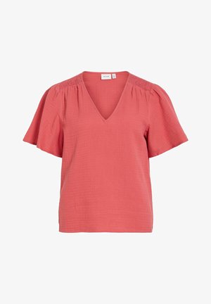 VILA, Short Sleeved VILANIA V-neck - Bluse - holly berry