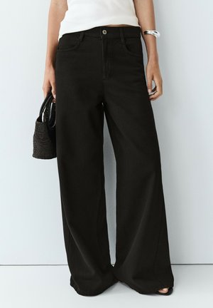 Massimo Dutti, FLOWY WIDE-LEG JEANS - Wide leg - black