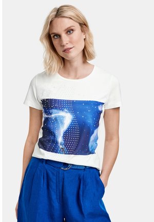 KURZARM RUNDHALS - Print T-shirt - offwhite gemustert