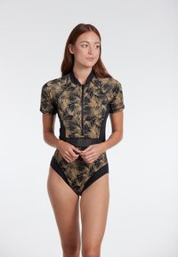 Olympia SHORTSLEEVE FLORAL - Jednodílné plavky - schwarz
