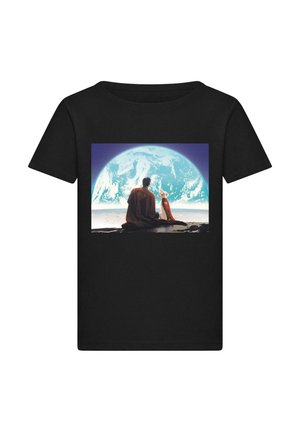 GIRLS SUPERMAN LOOKING AT EARTH KRYPTO CAPE SHORT SLEEVE TEE - Print T-shirt - black