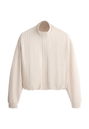 OYSHO, STRIPED JACKET WITH PUFFED HEM - Letná bunda - beige