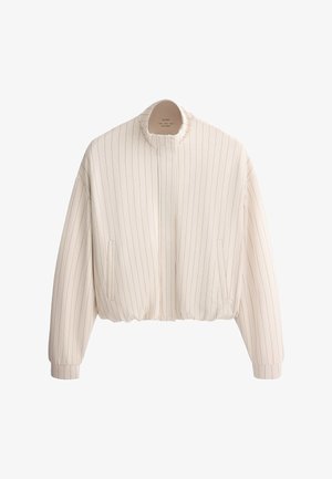 OYSHO, STRIPED JACKET WITH PUFFED HEM - Letná bunda - beige