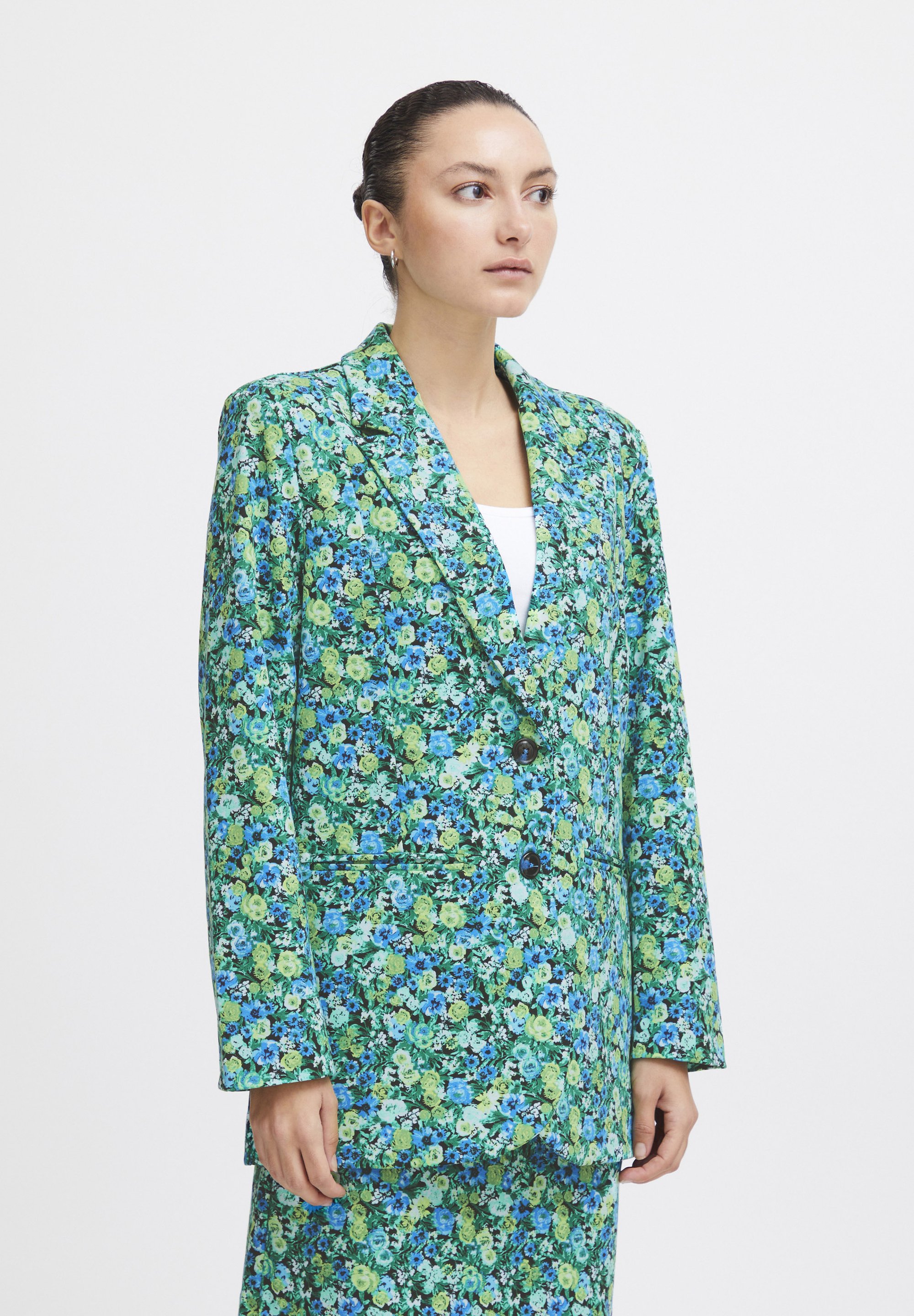 ICHI Blazer - blue green multi flower aop/mehrfarbig - Zalando.de 