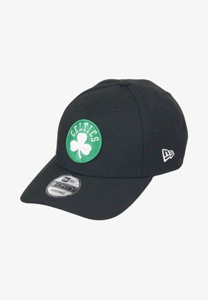 Black baseball cap with a green circular logo displaying "Celtics" and a white shamrock. Features a curved brim and adjustable strap.