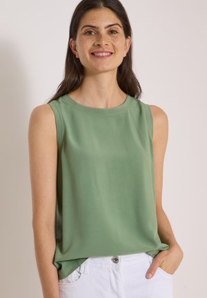 Cecil, BLUSENTOP MIT RUNDHALS UND RIPPDETAILS - Blouse - deep matcha green