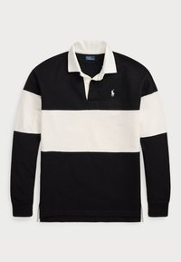 COLOUR BLOCKED COTTON JERSEY RUGBY SHIRT - Long sleeved top - black/deckwash white