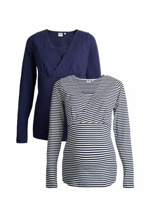 MATERNITY FIT - 2-PACK MATERNITY & NURSING - Camiseta de manga larga - navy ecru stripe