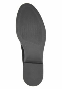 Semelle de chaussure noire avec motif texturé sur la moitié avant et talon lisse, indiquant la taille 42 près de la voûte plantaire.
