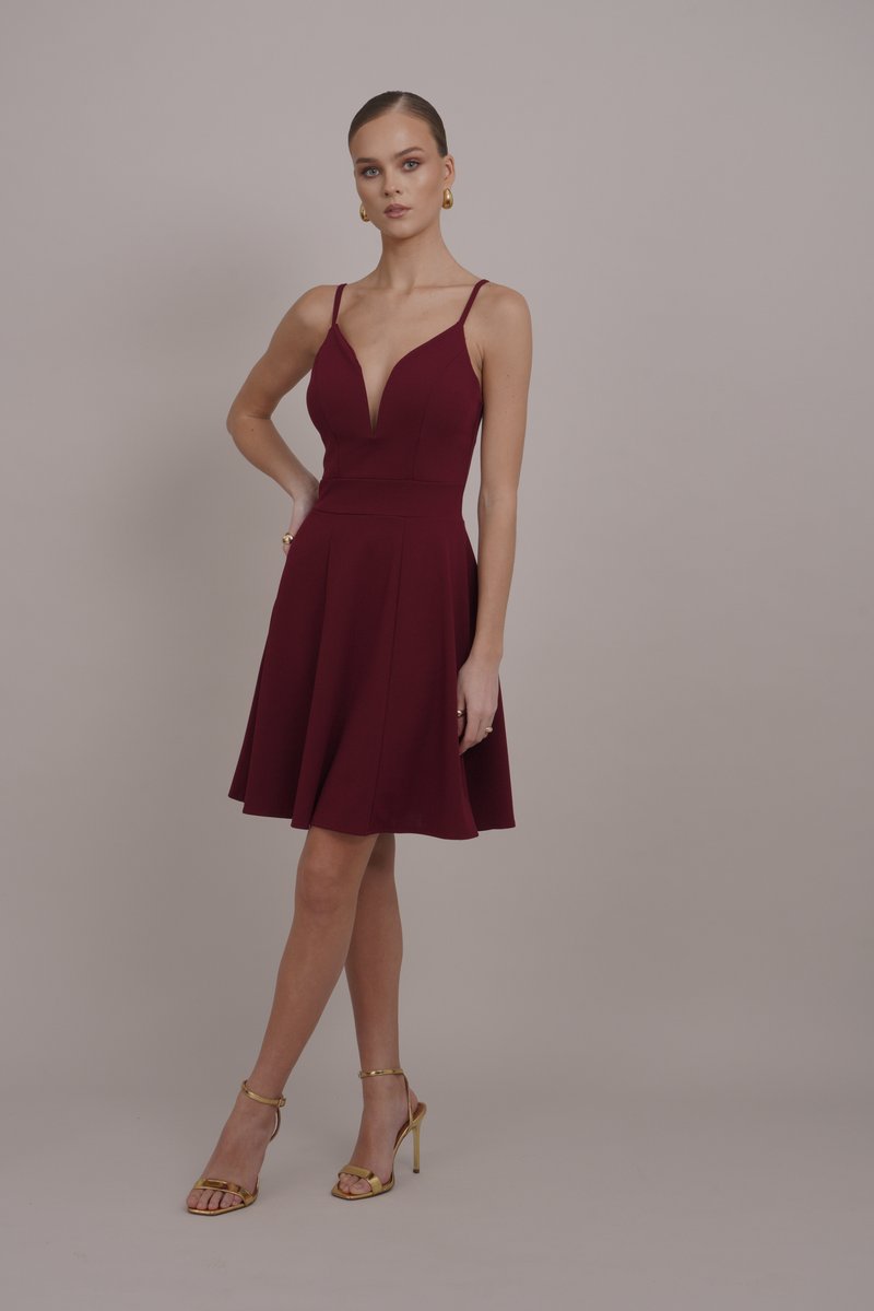 wine coloured skater dress Urban Touch Sequin Embellished Skater Mini Dress