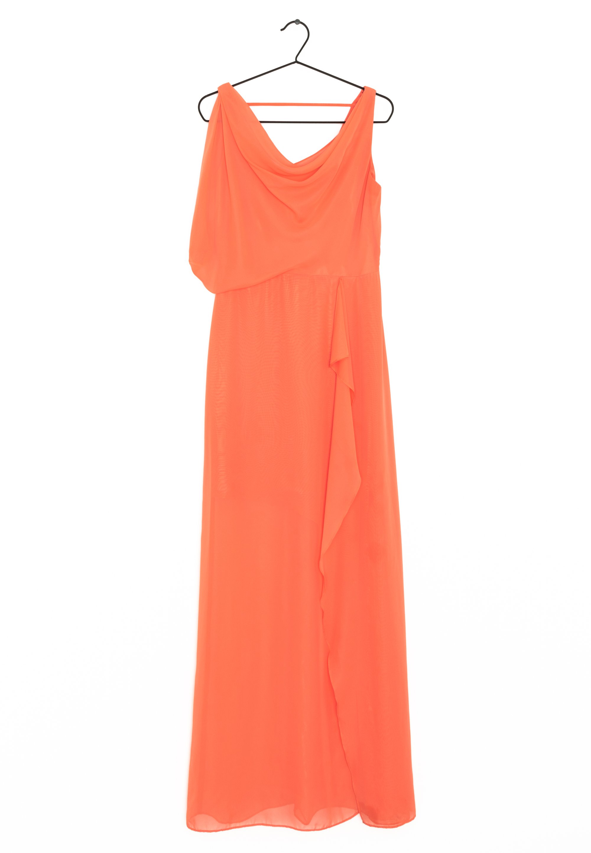strapless open back dress Red Mu Color Block Chiffon Trapeze Dress With Chain Halter Neckline