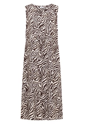 Cecil, MIDIKLEID MIT V-NECK UND ZEBRAPRINT - Trikoomekko - brown cacao