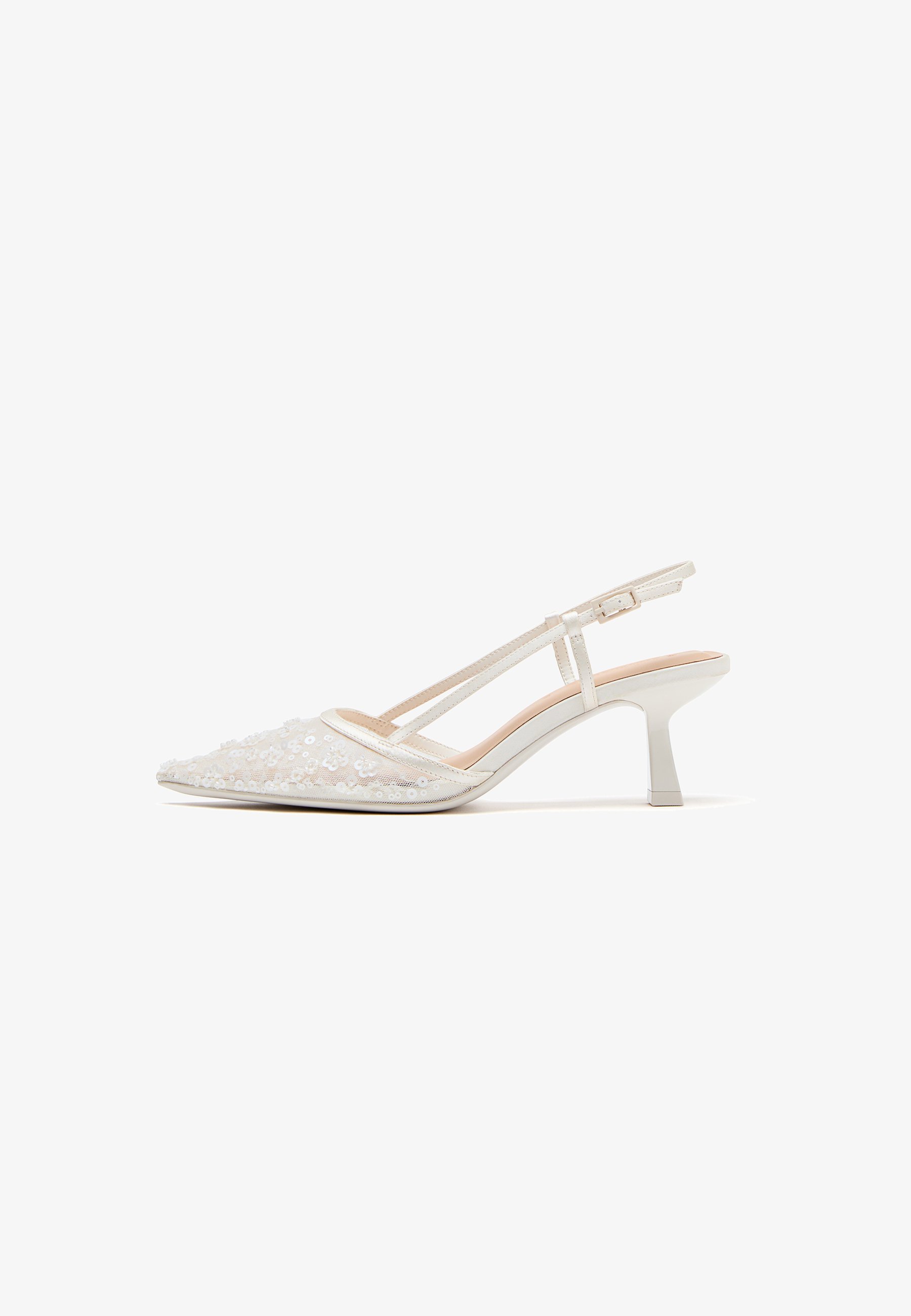 Scarpe Decollete Donna A Punta Slingback In Raso Bianco Brillantini E Trasparenza Tacco Sottile 12cm Cinturino Tallone Scarpe Decollete Donna A Punta Slingback In Raso Bianco Brillantini E Trasparenza Tacco Sottile 12cm Cinturino Tallone