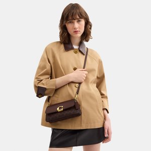 COACH COATED SIGNATURE JET SHOULDER - Bolso de mano - dark brown