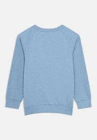 Jasnoniebieska bluza z rękawami raglanowymi, okrągłym dekoltem, ściągaczami na mankietach i u dołu. Wykonana z miękkiej, teksturowanej tkaniny.