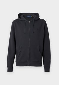 GARMENT-DYED FLEECE FULL-ZIP HOODIE - Užtrauktuku užsegamas treningas - black