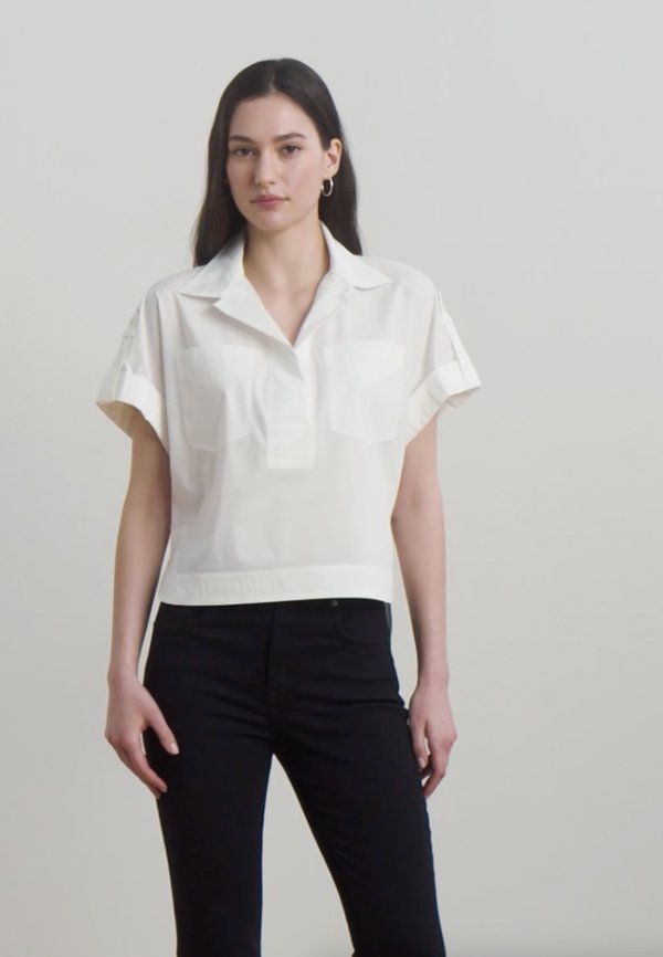 COTTON BLEND SHORT SLEEVE CAMP SHIRT - Blouse4