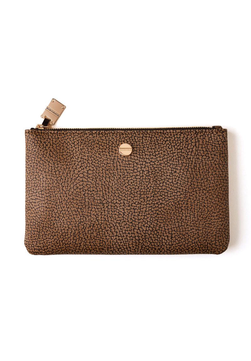 Borbonese VITE FLAT POUCH - OP COATED CANVAS FLAT POUCH brązowy