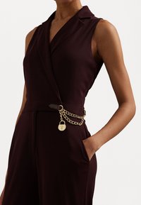 Lauren Ralph Lauren CHAIN TRIM STRETCH JERSEY JUMPSUIT - Haalari - pinot noir