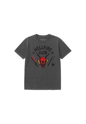 STRANGER THINGS HELLFIRE CLUB INVERT - Print T-shirt - mottled black