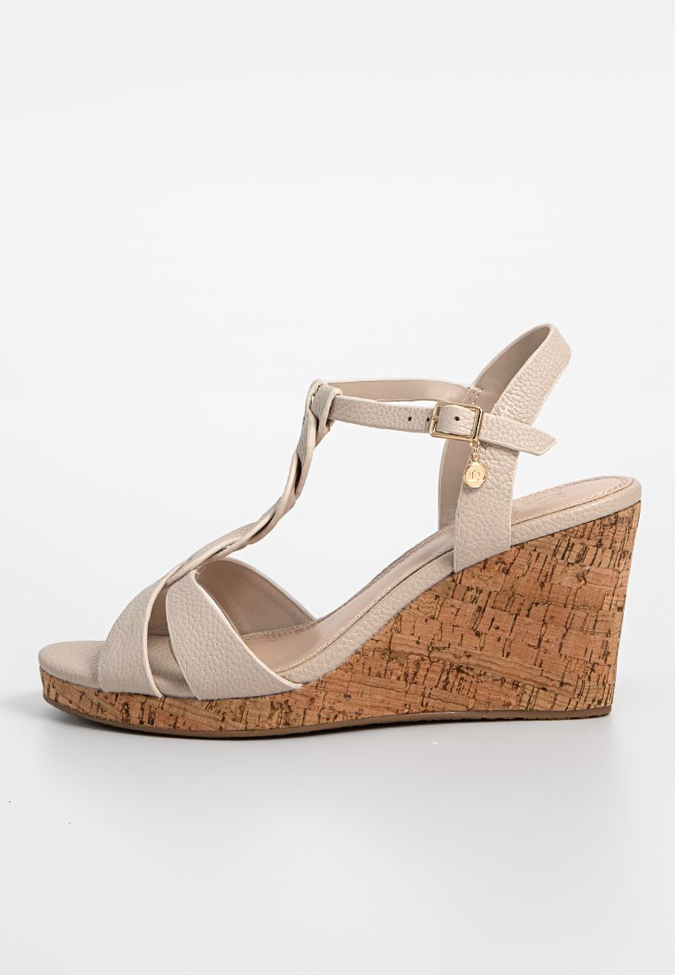 Dune London Sandalen met sleehak beige