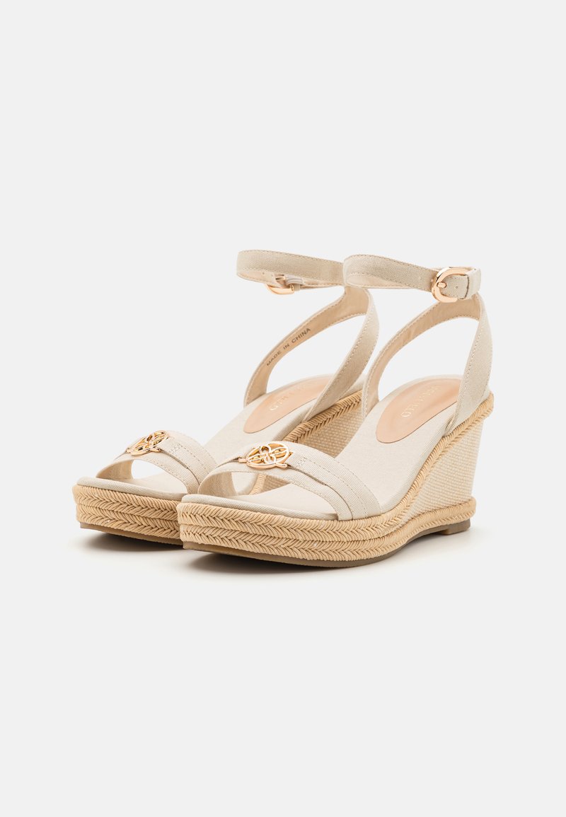 Sandales Compensées San Marina Beige - Taille 37 Femme - Cuir - Style Marin été - Occasion