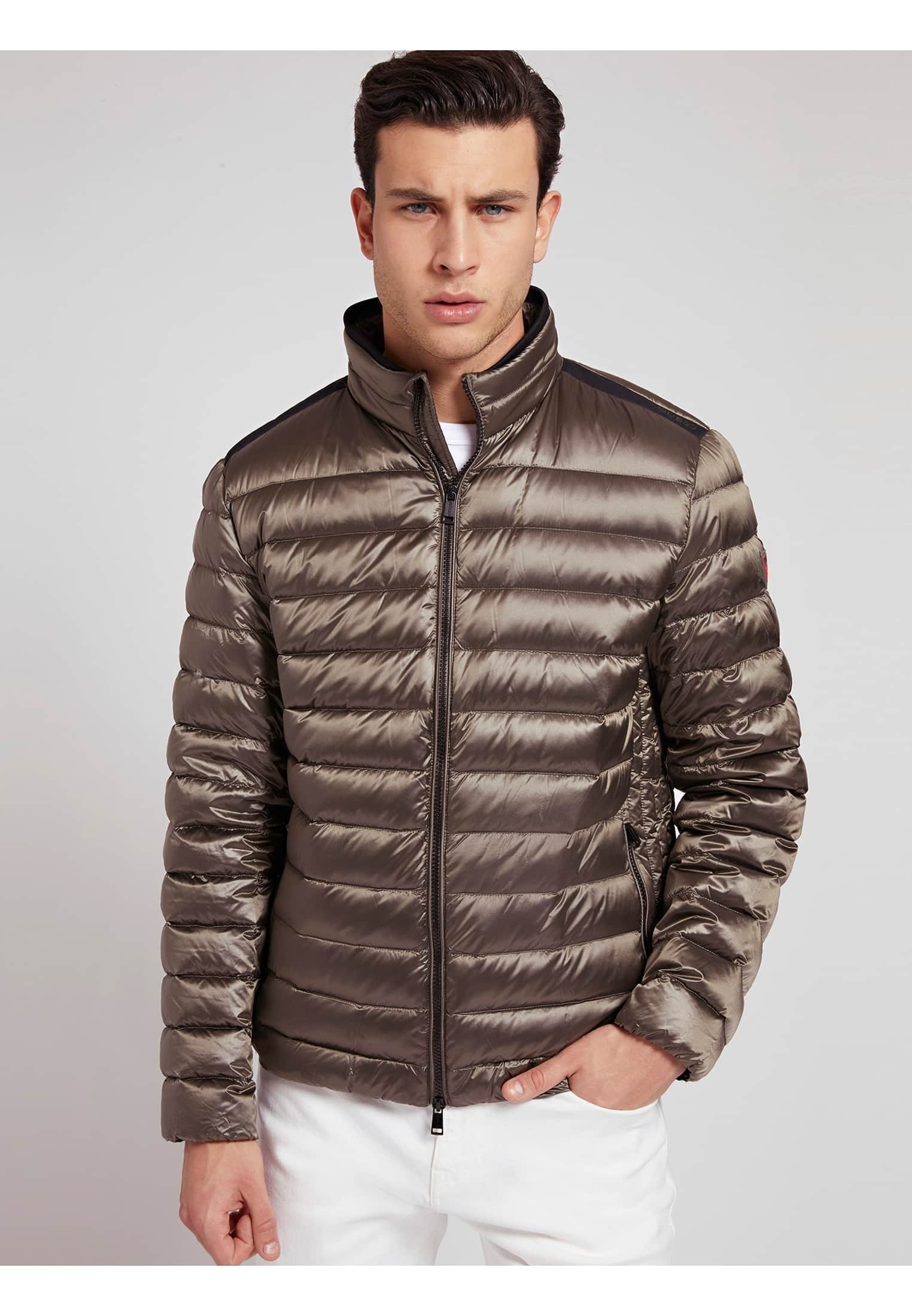 brown packable down jacket