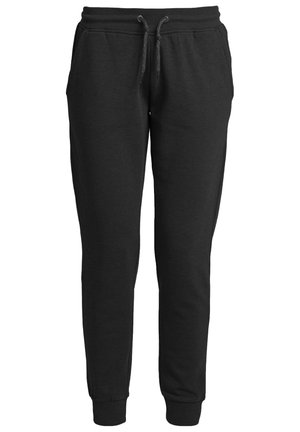 Pantaloni sportivi neri realizzati in tessuto misto cotone, con vita elastica e cordino, tasche laterali e polsini affusolati.
