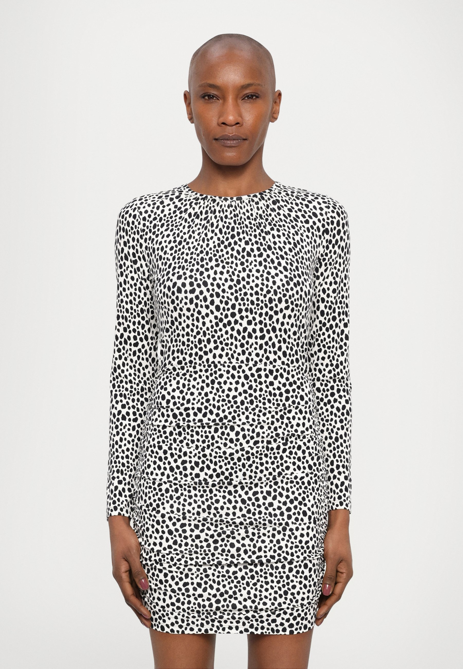 MICHAEL Michael Kors RUCHED MINI - Jersey dress - black/white/white -  Zalando.ie