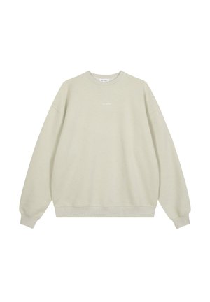 Lichtgrijze sweatshirt van zachte katoen, met een ronde halslijn en een oversized pasvorm. Met opdruk "ON APRIL" in het wit op de borst.