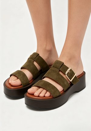 Super Mode, MULES PLATEFORME - Mules à talons - kaki vert