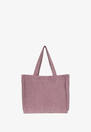 Roze corduroy tote bag met twee stevige handvatten, met een textured oppervlak en een klein Roxy-logo aan de voorkant.