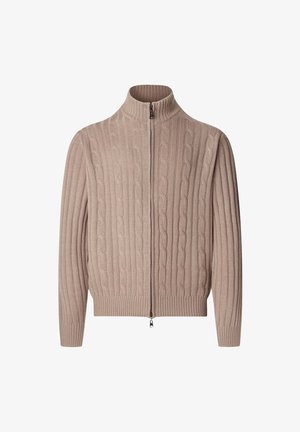 Façonnable WOCASH FZIP CABLE - Vest - khaki beige