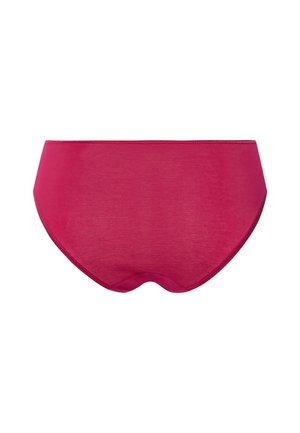 Solide magenta damesbikini ondergoed met een eenvoudig, glad ontwerp en elastische tailleband.