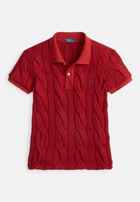 CABLE KNIT COTTON POLO SHIRT - Poloshirt - brick