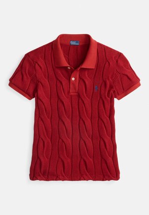 CABLE KNIT COTTON POLO SHIRT - Poloskjorter - brick