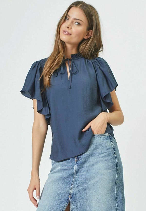 HERACC SS FRILL TOP - Bluse - ink