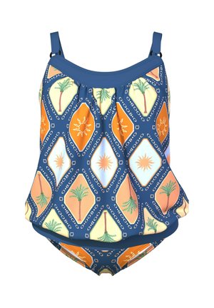 Ulla Popken, TROPICAL TILE ELASTIC HEM SET - Bikinier - whale blue