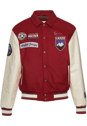 Karl Kani CHEST SIGNATURE BLOCKCOLLEGE - Bomberjacks - darkred offwhite